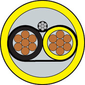 Cable blindado, 18/2, amarillo, rollo 1000 pies, chaqueta PVC