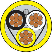 Cable blindado, 18/3, amarillo, rollo 1000 pies, chaqueta PVC