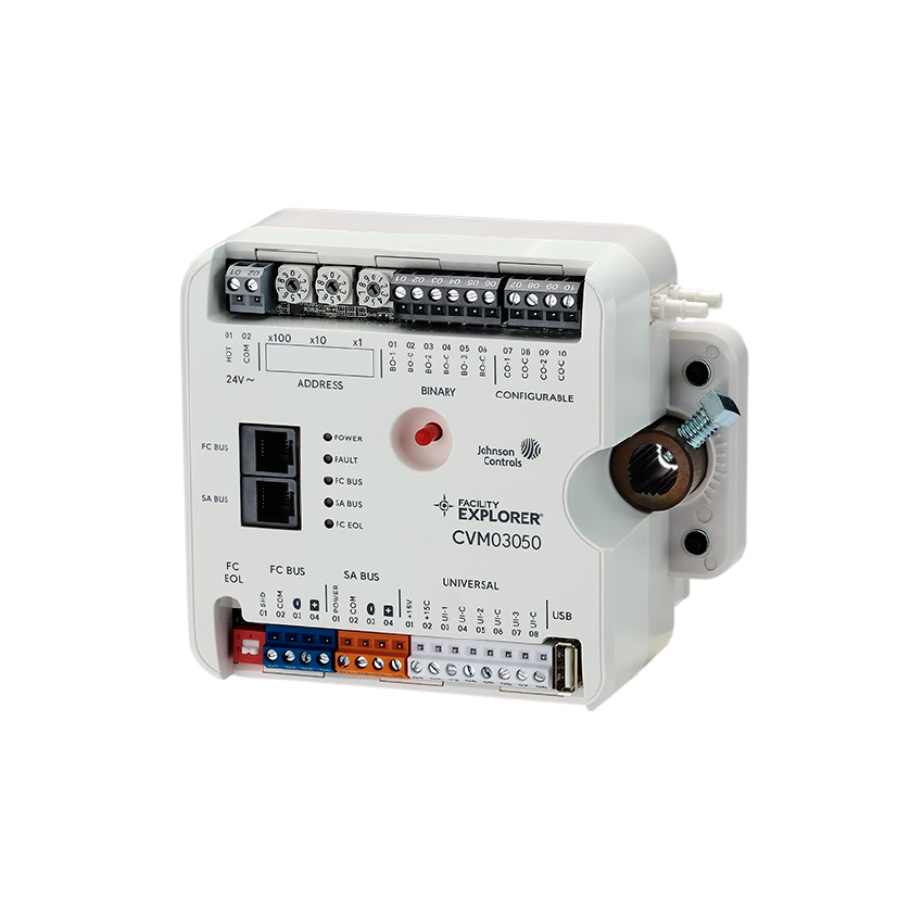 Controlador, Johnson Controls, caja VAV, 8 puntos (3 UI, 2 CO, and 3 BO), 24 Vac