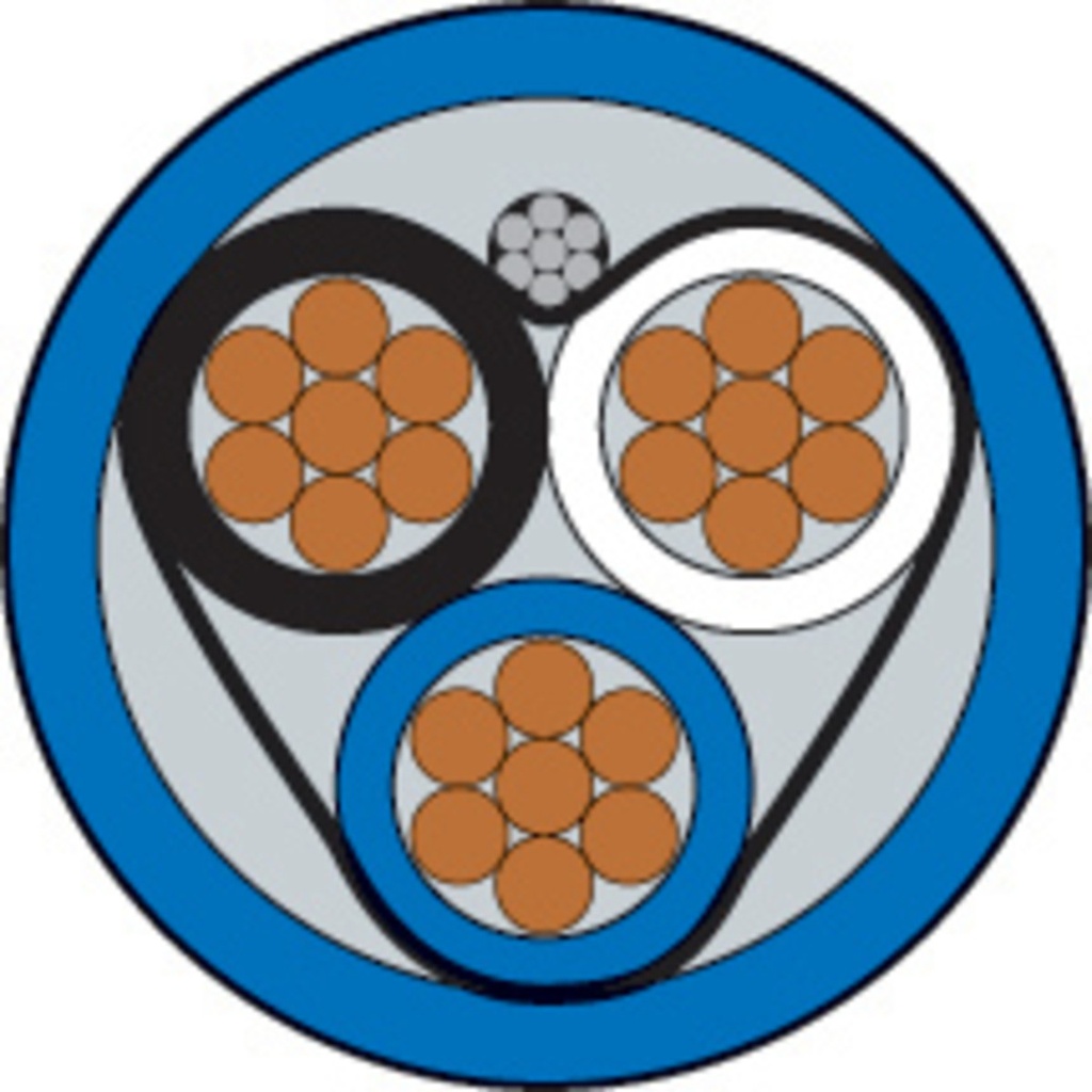 Cable blindado, 22/3, azul, rollo 1000 pies, chaqueta plenum
