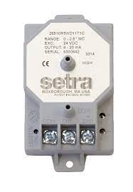 Sensor de presión dif de aire, Setra, -2.5 a +2.5 in wc, 0-5 Vdc, 9-30 Vdc