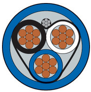 [CBL-18/3BLU-PVC] Cable blindado, 18/3, azul, rollo 1000 pies, chaqueta PVC